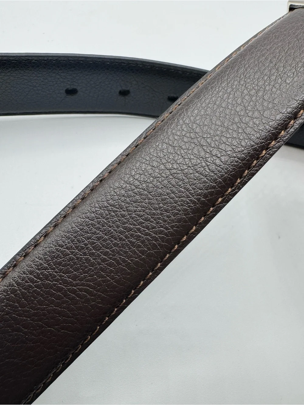 Dockers Belt Brown Black Reversible Synthetic Leather Mens 34-36 Nickel Buckle